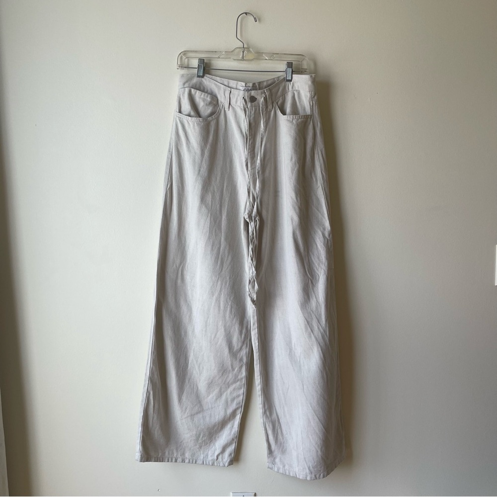 COS Wide Leg Drawstring Cotton-Linen Jeans Size 6